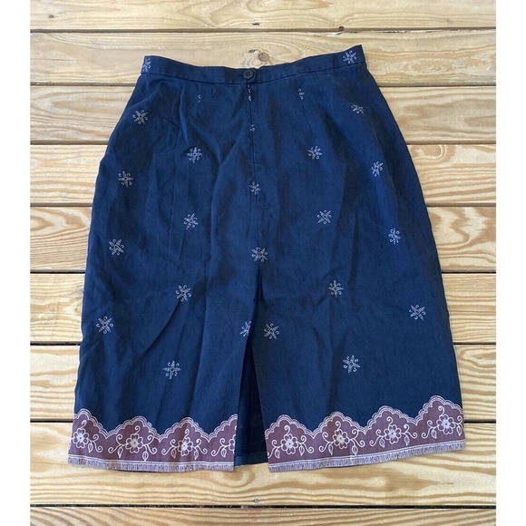 Ann Taylor Patterned 100% Silk Skirt Size 6 Women’s Black - Picture 2 of 6